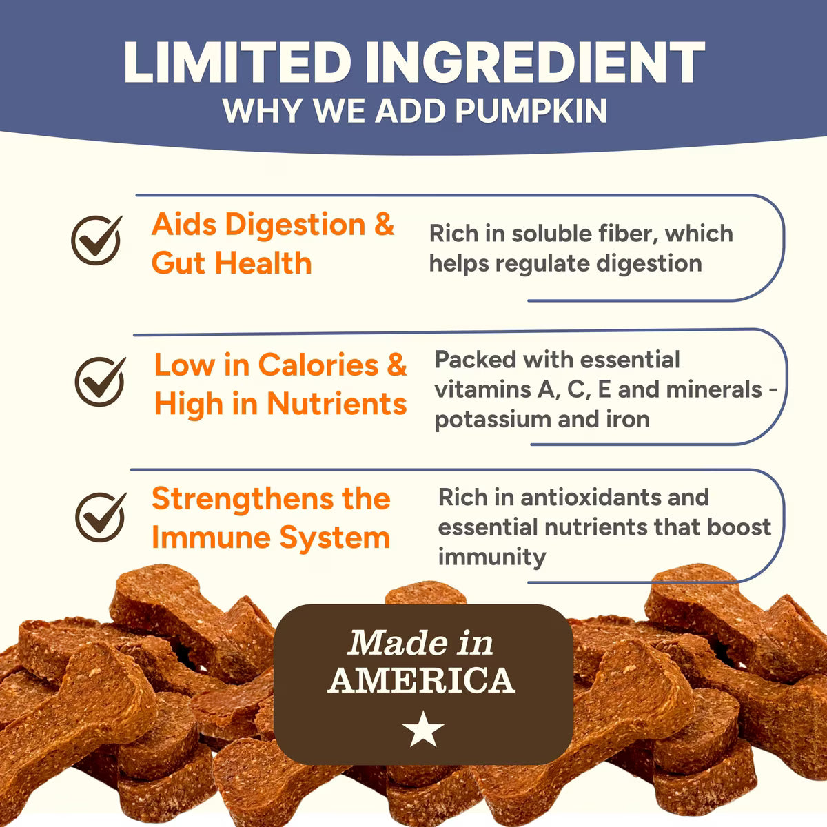 Gaines Family Farmstead Pumpkin & Sweet Potato Bones 2-Ingredient Dog Chews, 6-oz bag
