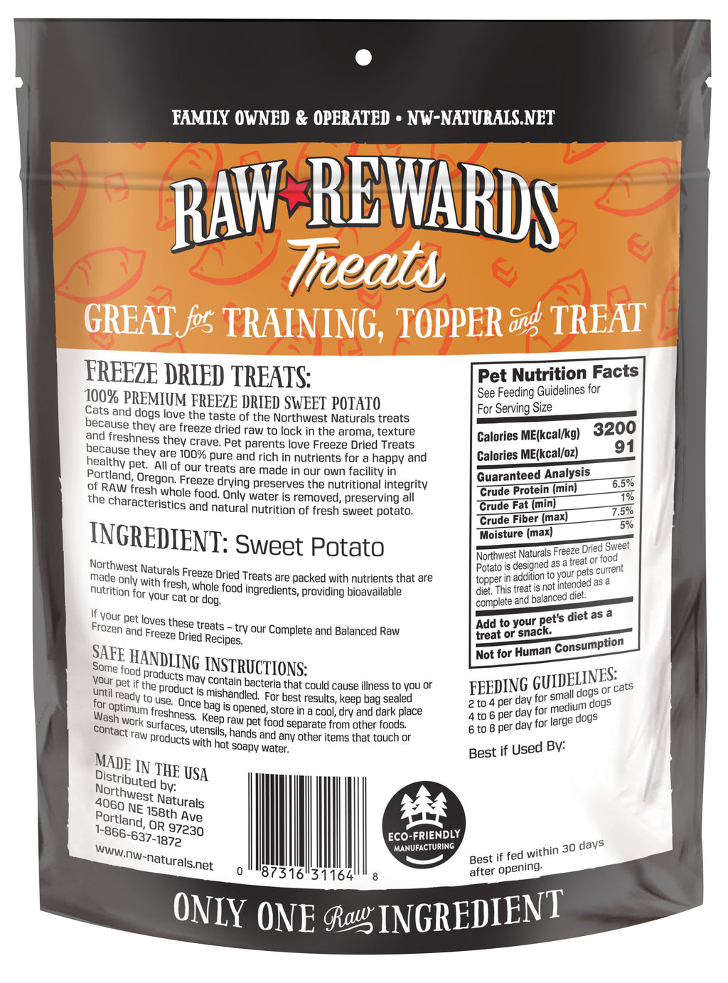Northwest Naturals Freeze Dried Dog & Cat Treat - Sweet Potato - 2 oz image 1