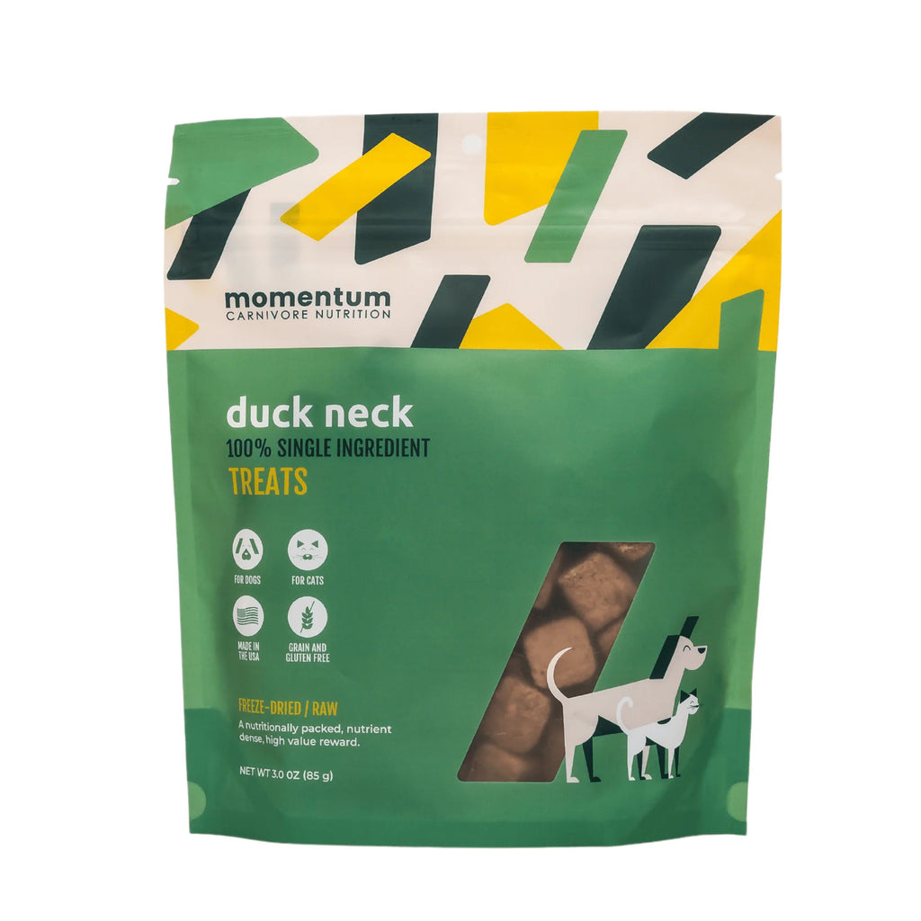 Momentum Freeze-Dried Duck Neck Treats for Dogs & Cats | Single Ingredient, High-Protein