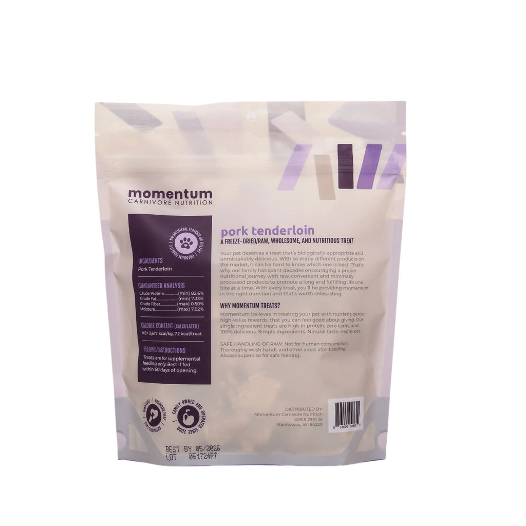 Momentum Freeze-Dried Pork Tenderloin Treats for Dogs & Cats | Single Ingredient, High-Protein