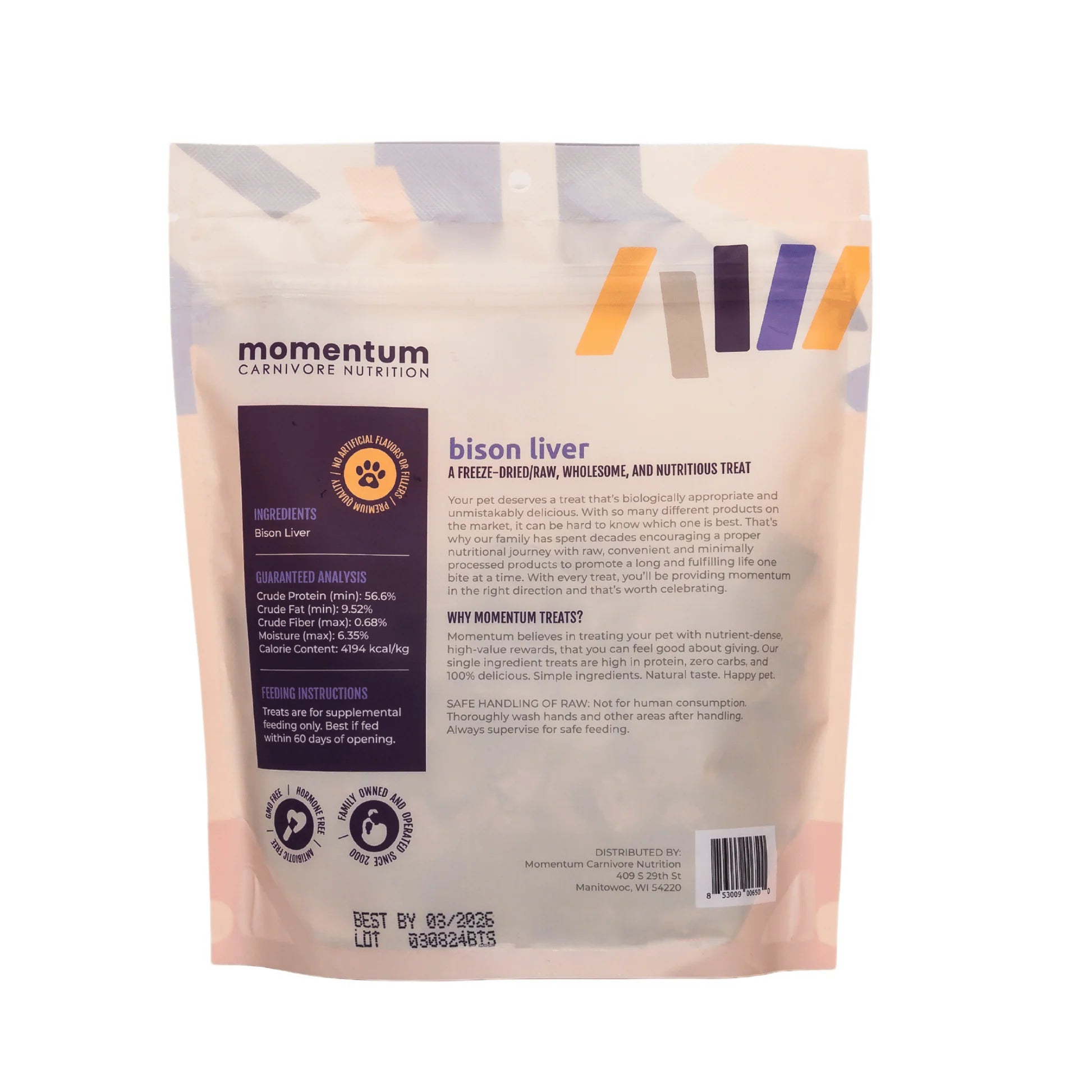 Momentum Freeze-Dried Bison Liver Treats for Dogs & Cats | Single Ingredient, High-Protein