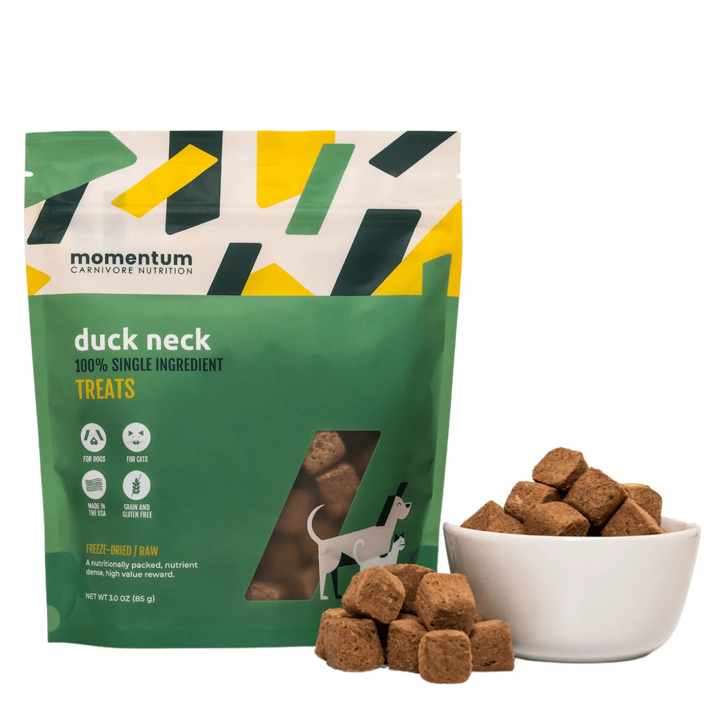 Momentum Freeze-Dried Duck Neck Treats for Dogs & Cats | Single Ingredient, High-Protein