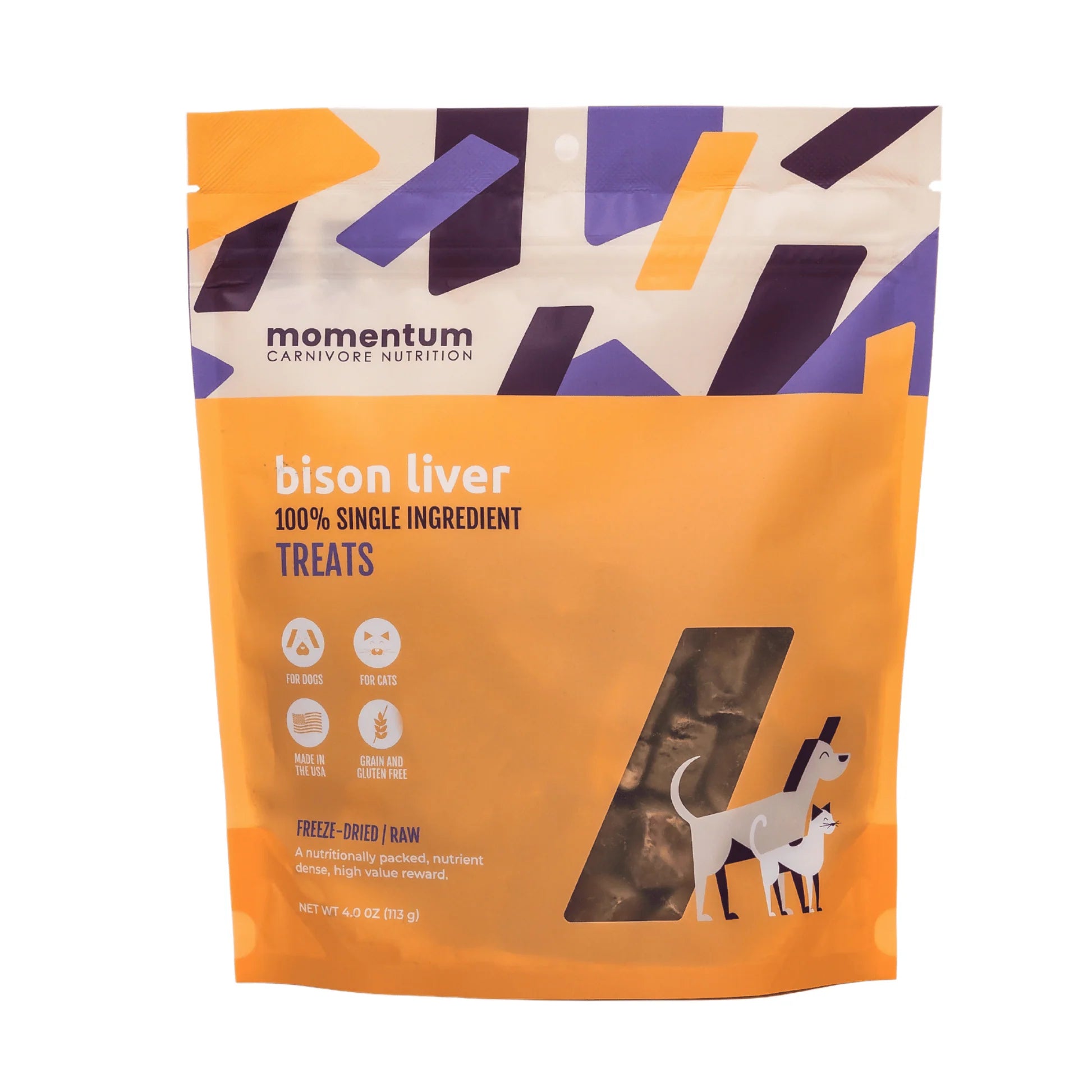 Momentum Freeze-Dried Bison Liver Treats for Dogs & Cats | Single Ingredient, High-Protein