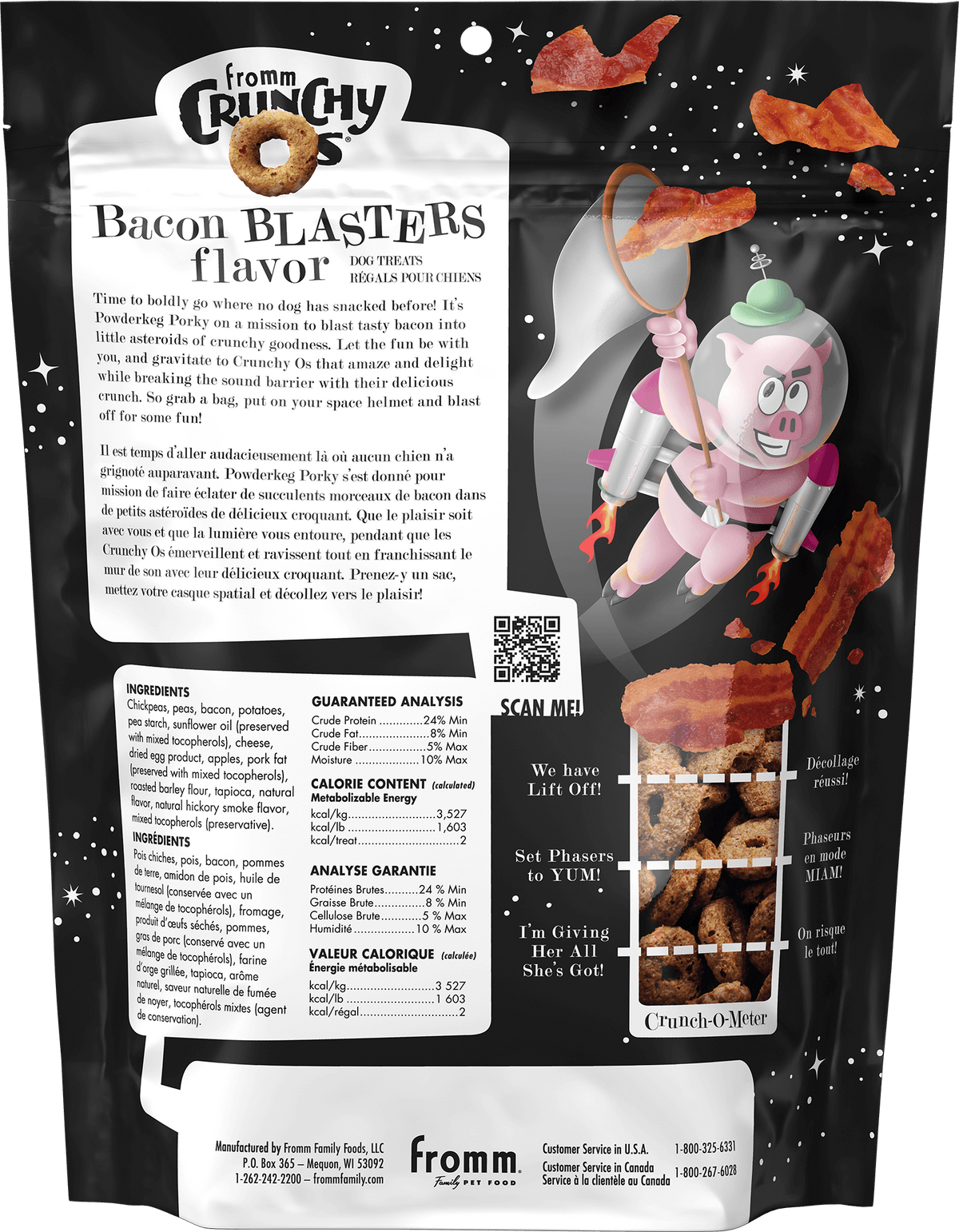 Fromm Crunchy O Dog Treats, Bacon Blasters, 6 Ounces