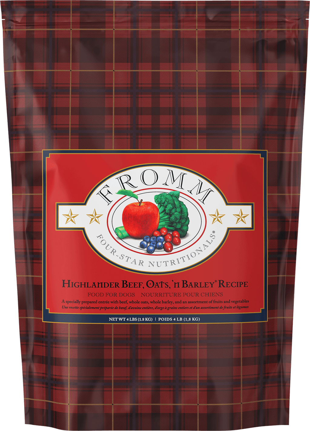 FOUR-STAR GRAIN INCLUSIVE HIGHLANDER BEEF, OATS 'N BARLEY DRY DOG FOOD 4LB