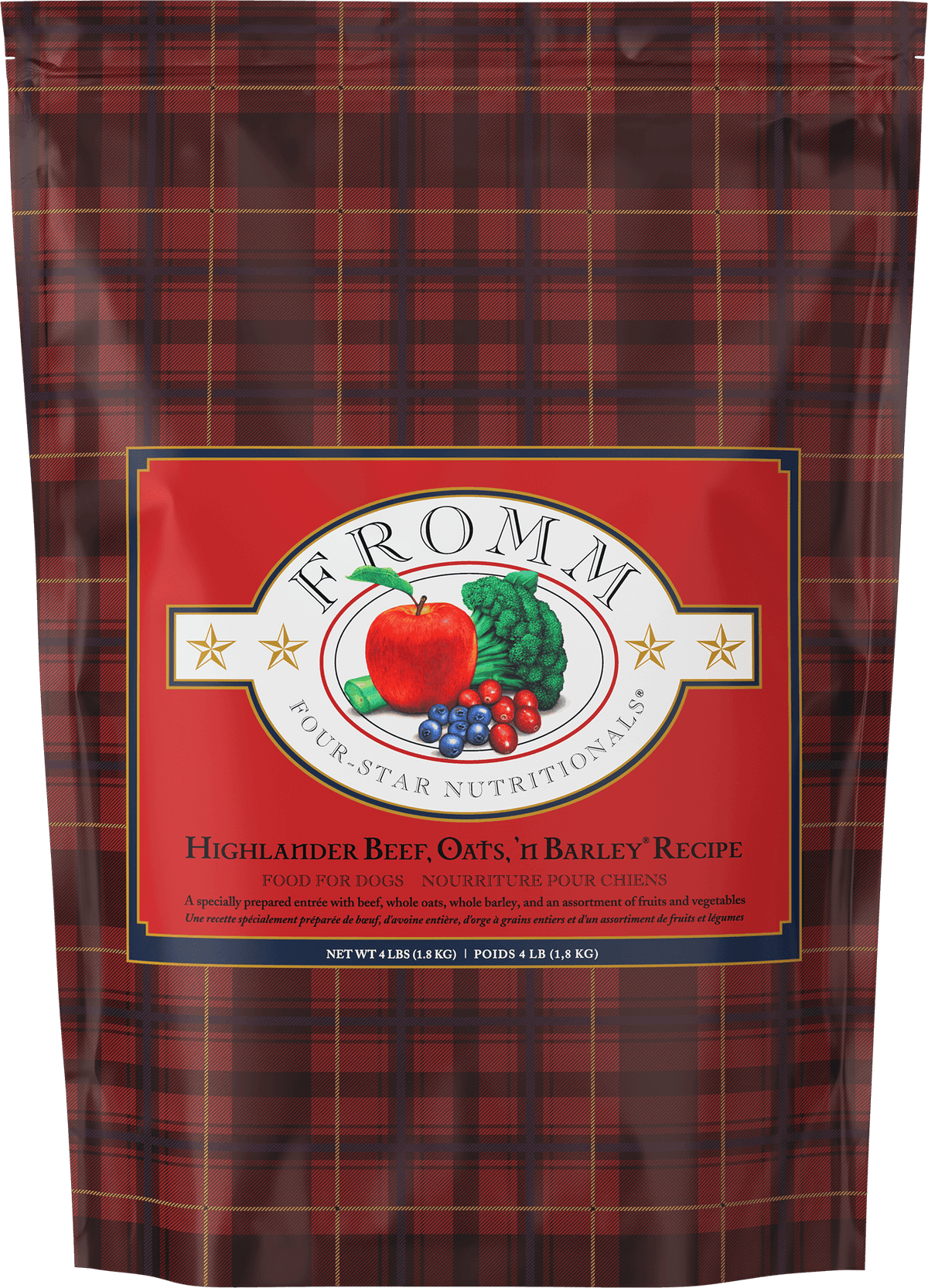 FOUR-STAR GRAIN INCLUSIVE HIGHLANDER BEEF, OATS 'N BARLEY DRY DOG FOOD 4LB