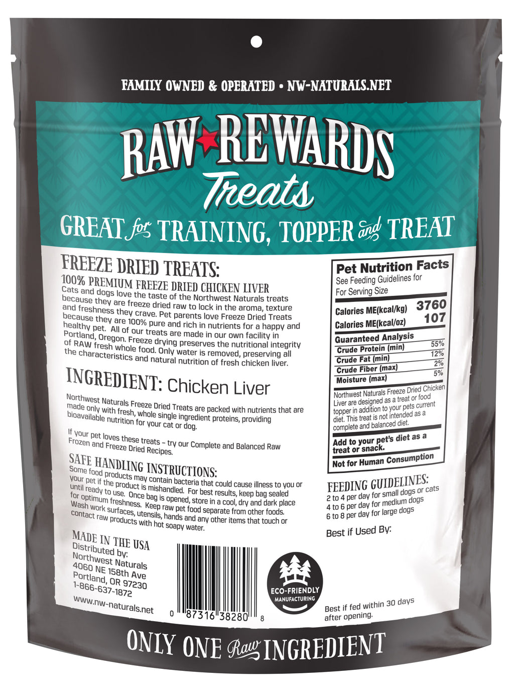 Northwest Naturals Freeze Dried Dog & Cat Treat - Raw Rewards Chicken Liver -3oz image 1