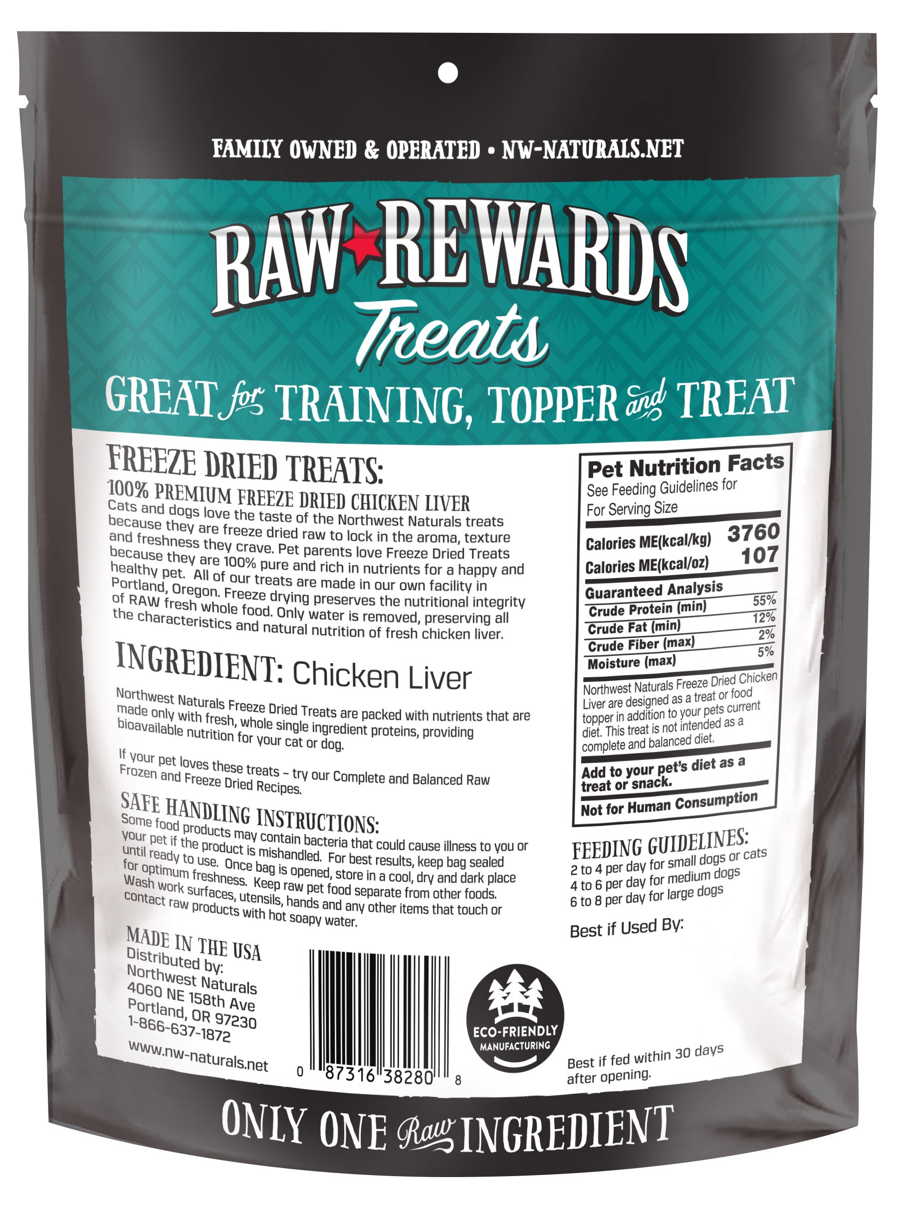 Northwest Naturals Freeze Dried Dog & Cat Treat - Raw Rewards Chicken Liver -3oz image 1