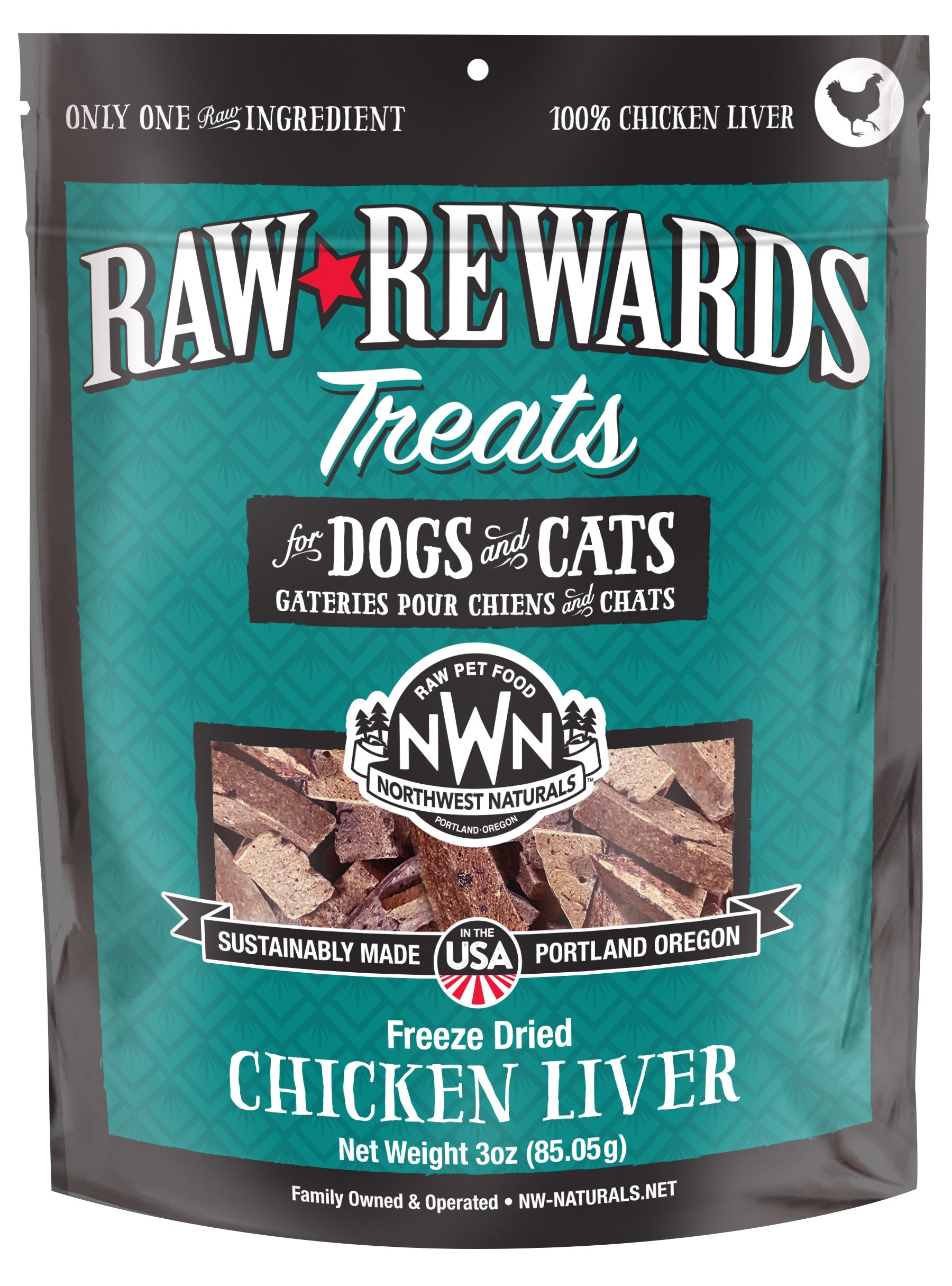Northwest Naturals Freeze Dried Dog & Cat Treat - Raw Rewards Chicken Liver -3oz image 0
